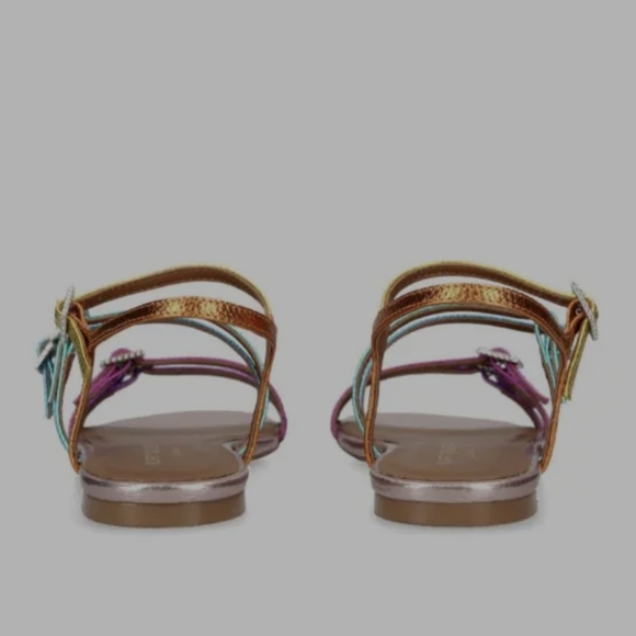 Kurt Geiger Pierra Strappy Flat Sandal multicolor metallic rainbow sz 36.5 / 6.5 - Picture 3 of 5